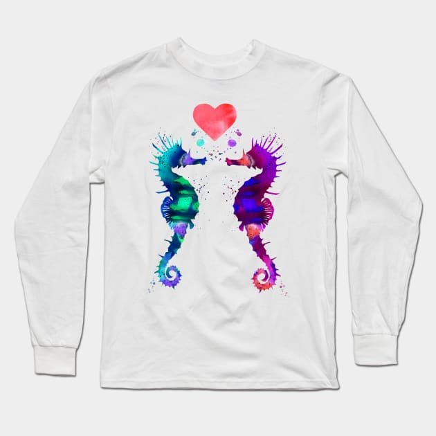 Seahorse in love Long Sleeve T-Shirt by RosaliArt